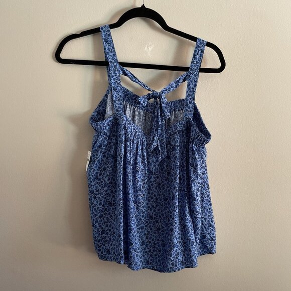 Old Navy Women L Blue Floral Boho Square Neck Tie-Back Cami Swing Blouse NWT - Picture 11 of 12